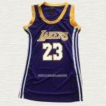 Lebron James NO 23 Camiseta Mujer Los Angeles Lakers Violeta