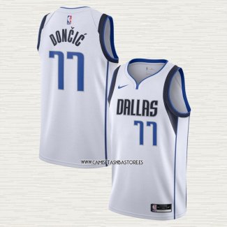 Luka Doncic NO 77 Camiseta Dallas Mavericks Association 2020-21 Blanco