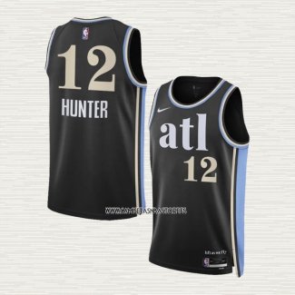 NO 12 Camiseta Atlanta Hawks Ciudad 2023-24 Negro De'andre Hunter