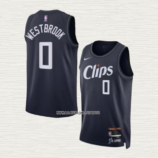 Russell Westbrook NO 0 Camiseta Los Angeles Clippers Ciudad 2023-24 Azul