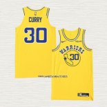 Stephen Curry NO 30 Camiseta Golden State Warriors Hardwood Classic Autentico Amarillo