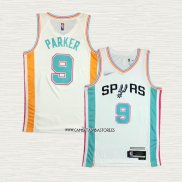 Tony Parker NO 9 Camiseta San Antonio Spurs Ciudad 2021-22 Blanco