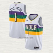 Zion Williamson NO 1 Camiseta New Orleans Pelicans Ciudad 2019-20 Blanco