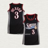 Allen Iverson NO 3 Camiseta Mujer Philadelphia 76ers Negro