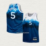 Anthony Edwards NO 5 Camiseta Nino Minnesota Timberwolves Ciudad 2023-24 Azul