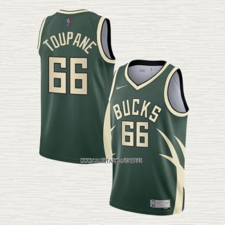 Axel Toupane NO 66 Camiseta Milwaukee Bucks Earned 2020-21 Verde