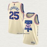 Ben Simmons NO 25 Camiseta Philadelphia 76ers Earned 2020-21 Crema