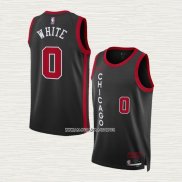 Coby White NO 0 Camiseta Chicago Bulls Ciudad 2023-24 Negro