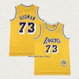 Dennis Rodman NO 73 Camiseta Los Angeles Lakers Mitchell & Ness 1998-99 Amarillo