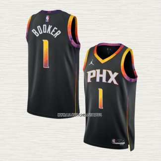 Devin Booker NO 1 Camiseta Phoenix Suns Statement 2022-23 Negro