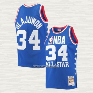 Hakeem Olajuwon NO 34 Camiseta All Star 1985 Azul