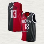 James Harden NO 13 Camiseta Brooklyn Nets Houston Rockets Split Negro Rojo