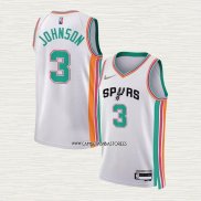 Keldon Johnson NO 3 Camiseta San Antonio Spurs Ciudad 2021-22 Blanco