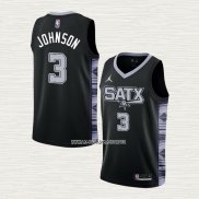 Keldon Johnson NO 3 Camiseta San Antonio Spurs Statement 2022-23 Negro