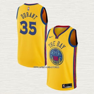 Kevin Durant NO 35 Camiseta Golden State Warriors Ciudad Amarillo