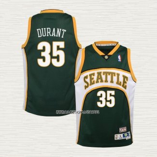 Kevin Durant NO 35 Camiseta Nino Seattle SuperSonics Mitchell & Ness 2007-08 Verde