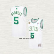Kevin Garnett NO 5 Camiseta Boston Celtics Hardwood Classics Throwback 2007-08 Blanco