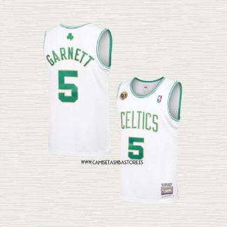 Kevin Garnett NO 5 Camiseta Boston Celtics Hardwood Classics Throwback 2007-08 Blanco
