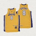 Kobe Bryant NO 8 Camiseta Los Angeles Lakers Mitchell & Ness 2001-02 Amarillo