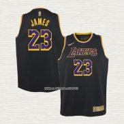 LeBron James NO 23 Camiseta Nino Los Angeles Lakers Earned 2021-22 Negro
