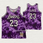 Lebron James NO 23 Camiseta Los Angeles Lakers Galaxy Violeta