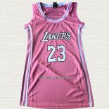 Lebron James NO 23 Camiseta Mujer Los Angeles Lakers Rosa