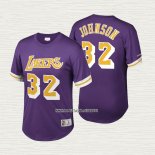 Magic Johnson NO 32 Camiseta Los Angeles Lakers Manga Corta Violeta