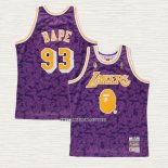 NO 93 Camiseta Los Angeles Lakers Mitchell & Ness Bape Violeta