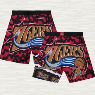 Pantalone Philadelphia 76ers Mitchell & Ness Naranja Rojo Negro