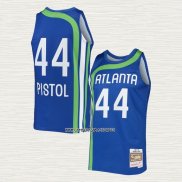 Pete Maravich NO 44 Camiseta Atlanta Hawks Mitchell & Ness 1971-72 Azul