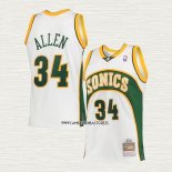 Ray Allen NO 34 Camiseta Seattle SuperSonics Mitchell & Ness 2006-07 Blanco