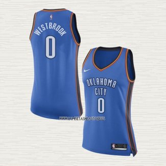 Russell Westbrook NO 0 Camiseta Mujer Oklahoma City Thunder Icon 2017-18 Azul