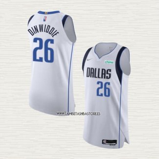 Spencer Dinwiddie NO 26 Camiseta Dallas Mavericks Association Autentico Blanco