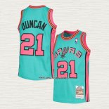 Tim Duncan NO 21 Camiseta San Antonio Spurs Mitchell & Ness 1998-99 Verde