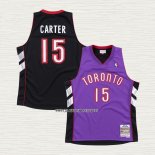 Vince Carter NO 15 Camiseta Toronto Raptors Hardwood Classics Throwback Negro Violeta