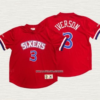 Allen Iverson NO 3 Camiseta Philadelphia 76ers Manga Corta Rojo