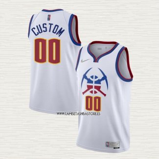 Camiseta Denver Nuggets Personalizada Earned 2020-21 Blanco