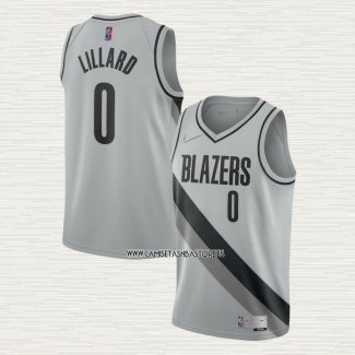 Damian Lillard NO 0 Camiseta Portland Trail Blazers Earned 2020-21 Gris