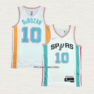 DeMar DeRozan NO 10 Camiseta San Antonio Spurs Ciudad 2021-22 Blanco