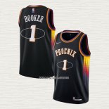 Devin Booker NO 1 Camiseta Phoenix Suns 75th Anniversary 2022 Negro