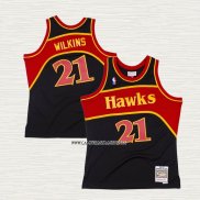 Dominique Wilkins NO 21 Camiseta Atlanta Hawks Mitchell & Ness 1986-87 Negro