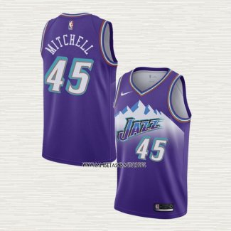 Donovan Mitchell NO 45 Camiseta Utah Jazz Hardwood Classic 2019-20 Violeta