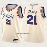 Joel Embiid NO 21 Camiseta Nino Philadelphia 76ers Ciudad Crema