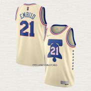 Joel Embiid NO 21 Camiseta Philadelphia 76ers Earned 2020-21 Crema