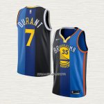 Kevin Durant NO 35 7 Camiseta Nets Warriors Thunder Split Azul Negro