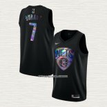 Kevin Durant NO 7 Camiseta Brooklyn Nets Iridescent Logo Negro