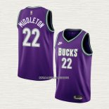 Khris Middleton NO 22 Camiseta Milwaukee Bucks Classic 2022-23 Violeta