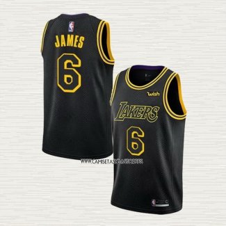 LeBron James NO 6 Camiseta Los Angeles Lakers Ciudad 2021-22 Negro