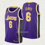 LeBron James NO 6 Camiseta Los Angeles Lakers Statement 2020-21 Violeta