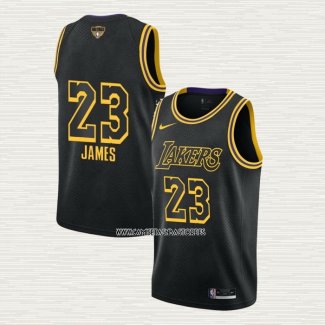 Lebron James NO 23 Camiseta Los Angeles Lakers Ciudad 2020-21 Negro